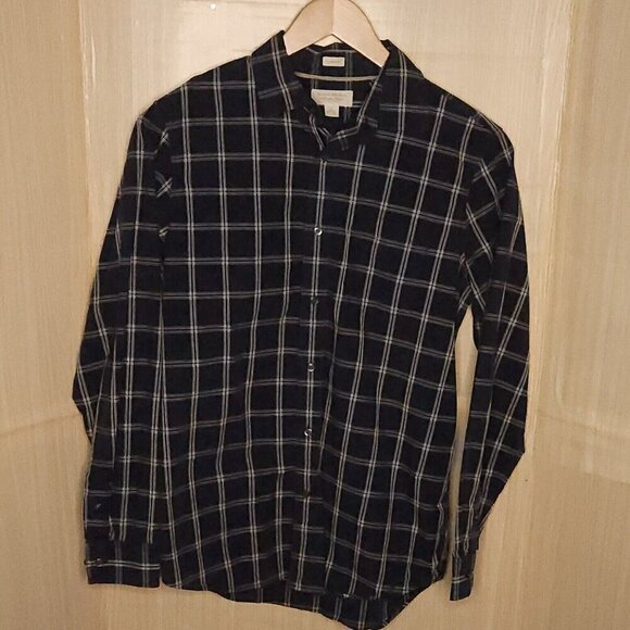 Banana Republic Blue White Classic Fit Check Button Down Medium - Picture 1 of 6